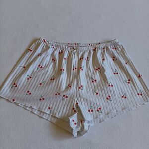 White Shorts with Red Cherry Print Jr Sz L